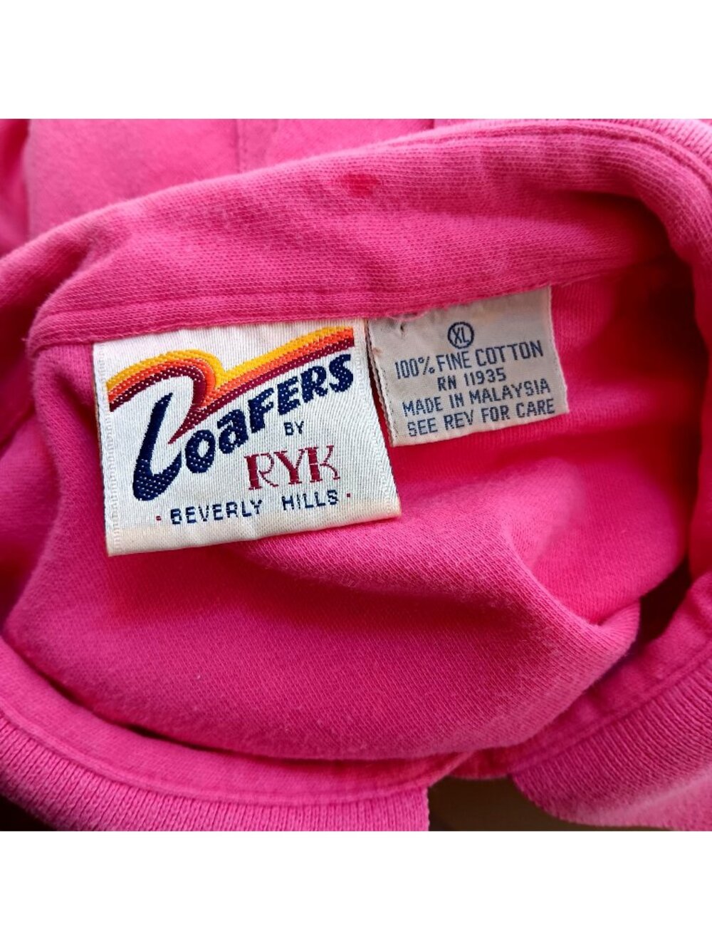 True Vintage Polo Shirt XL 80s PINK LOAFERS BEVERLY HILLS KNIT POLO COLLAR SS